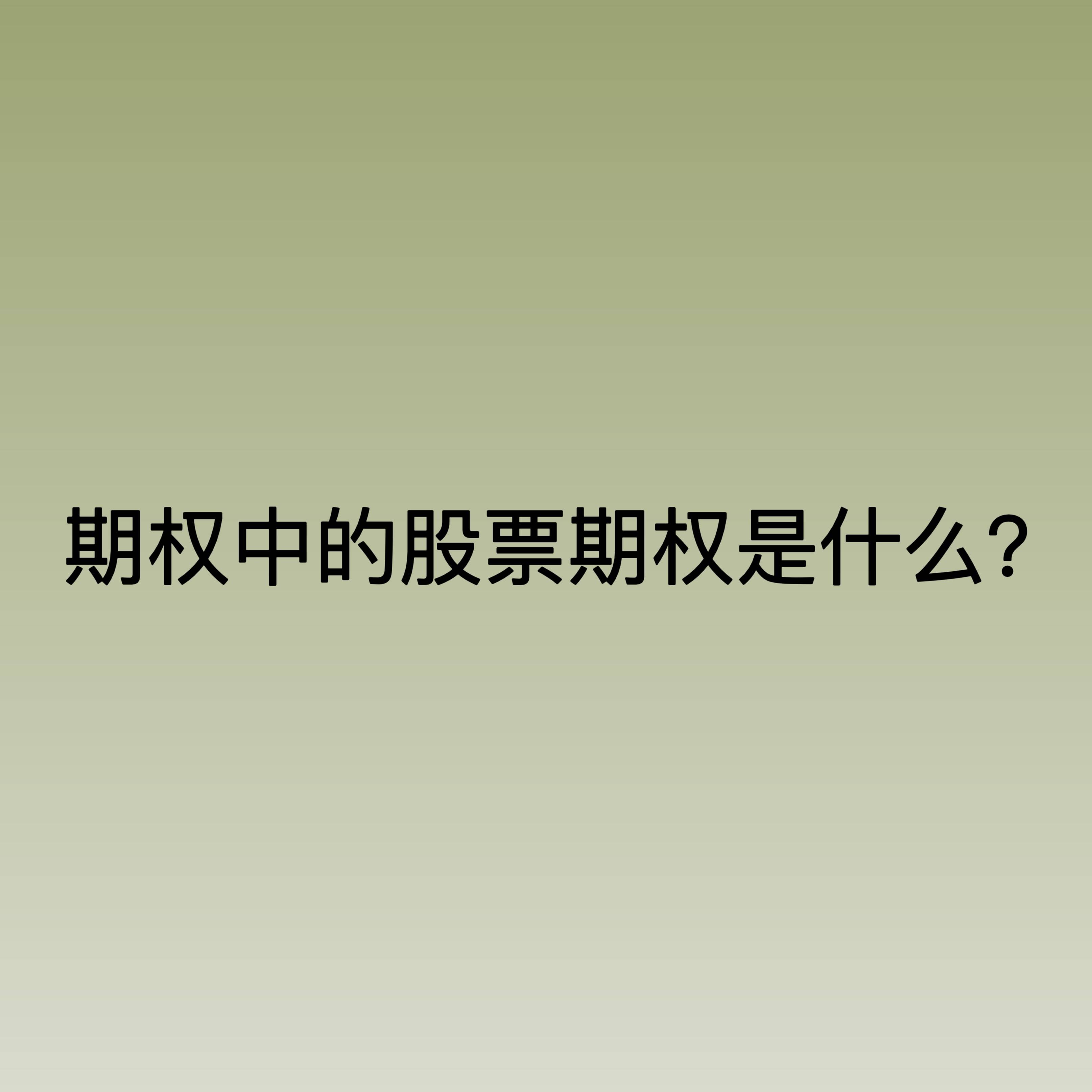 期权中的股票期权是什么？